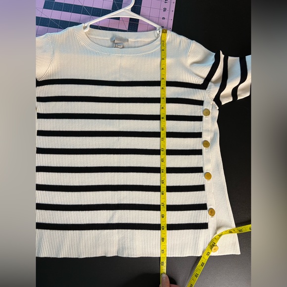 H&M Black and White Striped Knit Sweater L - Picture 3 of 10